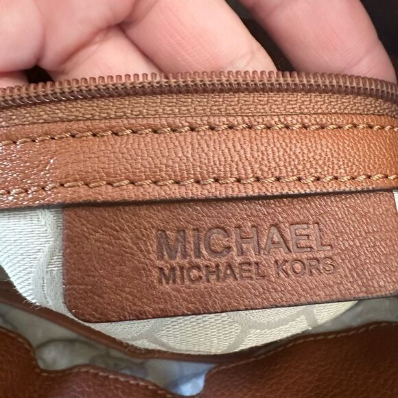 Michael Kors Tan Satchel with Silver Lock and Structured Design - Picture 10 of 12